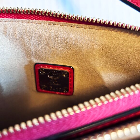 Genuine MCM Red Studded Leather Crossbody Bag - Picture 5 of 5